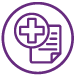 Medical cross symbol over a page of electronic medical records (EMR).
