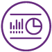 Line art of data and graphs displayed inside a circle.