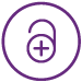 Line art of a lock with a medical cross in the center for electronic medical record (EMR) privacy.