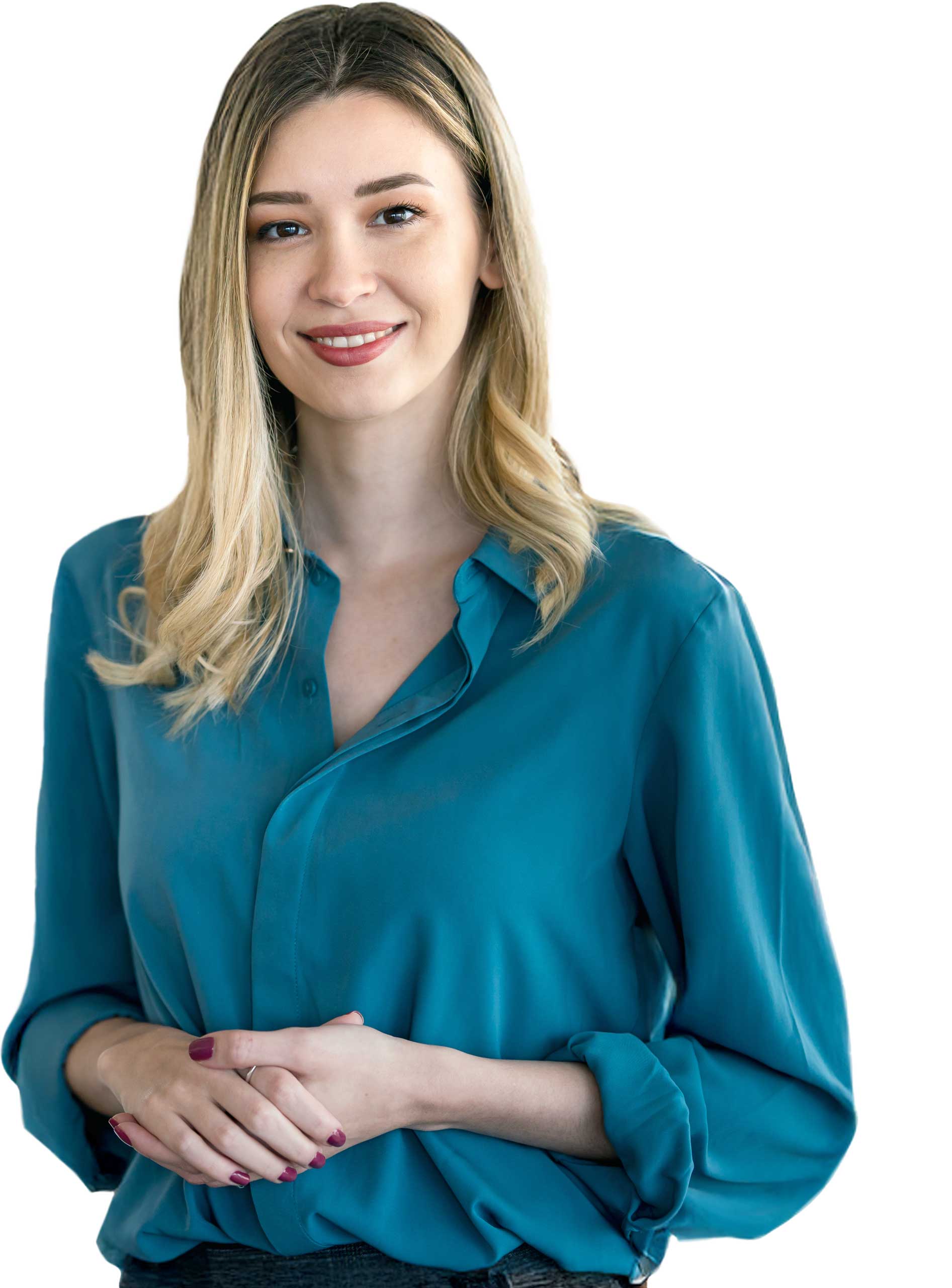 therapist-working-in-private-practice Beautiful blonde therapist smiling at camera.